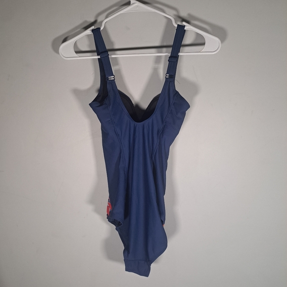 Mountain Warehouse Navy Blue Floral Swimsuit Built in Bra Size 6 - Picture 3 of 3